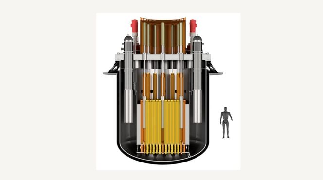 Svenske myndigheter støtter Blykalla slik at de kan bygge testreaktoren Sealer E. NTNU skal forske på bruk av små-reaktorer for skipsframdrift. Illustrasjon:  Blykalla/Leadcold