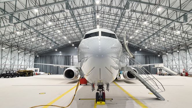 P-8A Poseidon «Viking» i hangar på Evenes. Foto: Ole Andreas Vekve / Forsvaret
