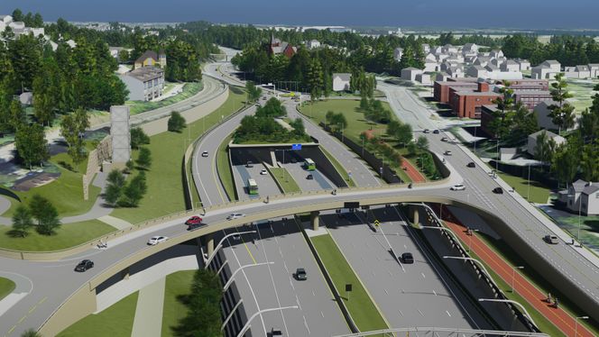 E18-strekningen på denne entreprisen er rundt to kilometer lang. Illustrasjon: Statens vegvesen