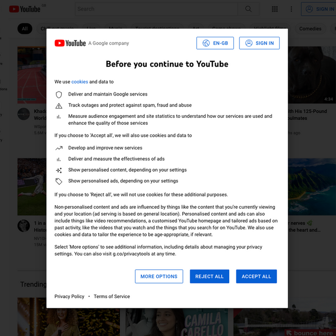 Slik skal samtykkeboksen se ut om ikke lenge. Illustrasjon: Google
