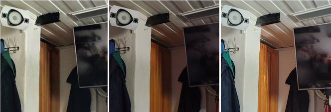 Redmi Note 11 (t.v.) kan ikke anbefales til fotografering i mørke. Pro-modellen er bedre (den ser litt mørkere ut på dette bildet, men har bedre oppløsning), og Motorola Edge 30 (t.h.) imponerer stort. Den er på høyde med mobiler som koster mye mer. Foto: Odd Richard Valmot