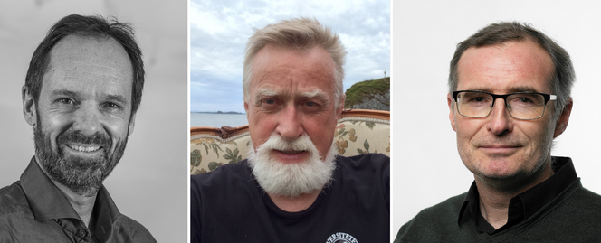 Det er økonomiske, teknologiske og juridiske hindre for å realisere marine næringsparker i Norge. Når det er sagt, mener vi mulighetene er svært interessante og bør utvikles videre, skriver Jan-Gunnar Winther (t.v.), Eirik Mikkelsen og Bjørn Hersoug Foto:  Privat