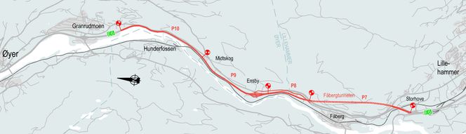 Kart over strekningen. Illustrasjon:  Nye Veier
