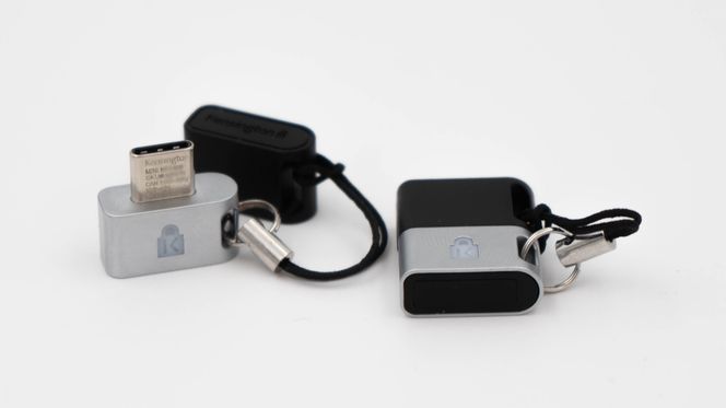 Kensington Verimark Guard USB-C har fingeravtrykkleser på enden. Foto: Oskar Hope-Paulsrud