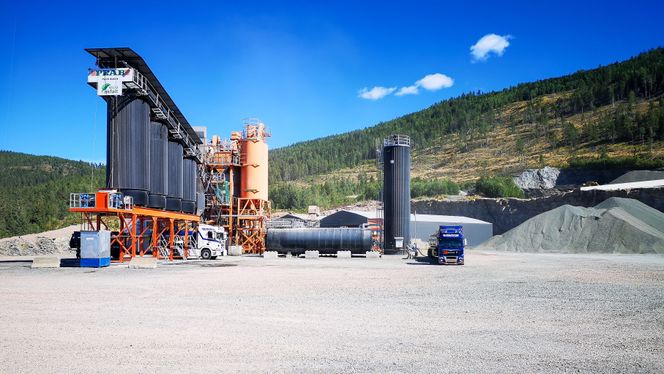 Renningsåsen i Øvre Eiker, hvor Peab oppgraderte til produksjon av ECO-Asfalt, ved at bioolje erstatter diesel som fyringsmedium. Foto: Jarle Skoglund
