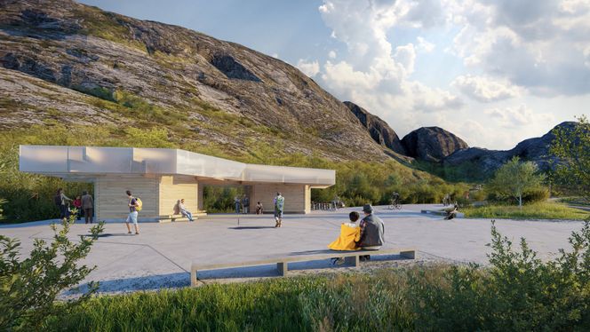 Torghatten servicehus. Illustrasjon Atelier Oslo Sivilarkitekter MNAL Illustrasjon: Atelier Oslo Sivilarkitekter MNA