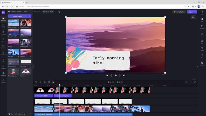 Videoredigeringsverktøyet Microsoft Clipchamp er et nytt medlem av Microsoft 365. Skjermbilde:  Microsoft