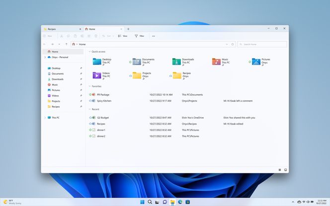 Filutforskeren i Windows 11 har fått støtte for faner. Skjermbilde: Microsoft