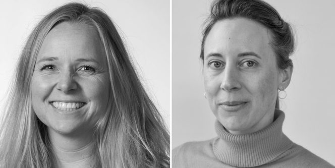 Det er grunn til å vente hyppigere jordskred og steinras grunnet temperaturforandringer, samt mer og kraftigere nedbør, påpeker Eli Sandberg (f.v.) og Katrin Knoth, som jobber i Sintef. Foto: Sintef