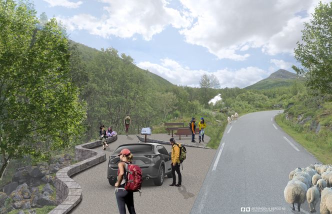 Forslag til utsiktspunkt langs Nasjonal turistveg Aurlandsfjellet ved Sluppen i Lærdal kommune.