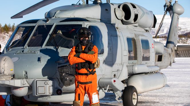  Dansk Sikorsky MH-60R Seahawk på besøk hos Maritim helikopterving på Bardufoss under øvelsen Joint Viking onsdag 13. mars. Foto:  Tiril Haslestad / Forsvaret