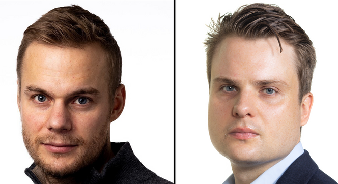 Martin Hjelemland (t.v.) og Jonas Kristiansen Nøland, henholdsvis postdoktor og førsteamanuensis ved Institutt for elektrisk energi ved NTNU. Foto: Privat