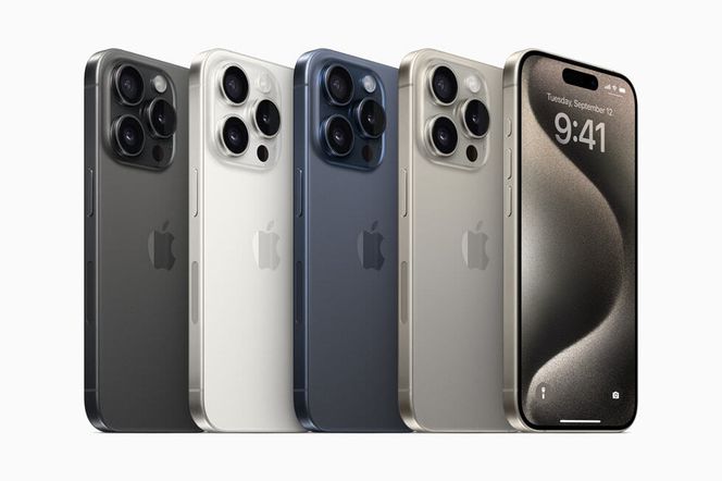 Iphone 15 Pro kommer med fem fargealternativer. Foto: Apple