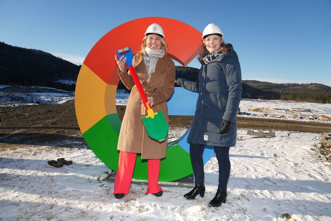<span>Google bygger et nytt storskala datasenter på Gromstøl i Skien. Her fra da Googles norgessjef Tine Austvoll Jensen lanserte planene sammen med digitaliseringsminister Karianne Tung i februar 2024</span><span>. Foto: Eirik Helland Urke</span>