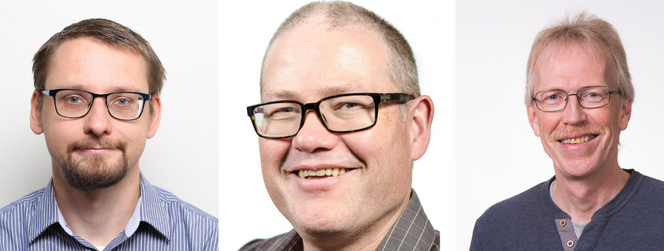 Fra venstre: Christoph Thieme, Martin Gilje Jaatun og Knut Øien i Sintef. Foto:  Sintef