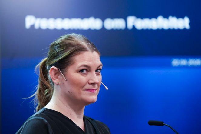 Næringsminister Cecilie Myrseth (Ap) på onsdagens pressemøte om Fensfeltet. Foto:  Ole Berg-Rusten / NTB