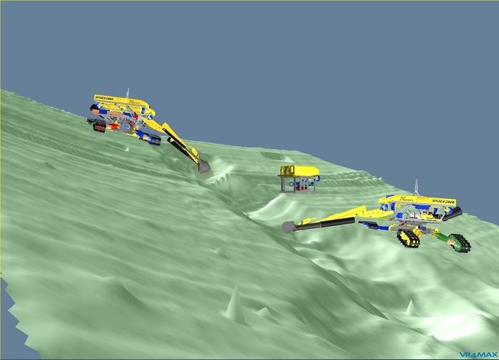 To «Spidere» jobber sammen på havbunnen, med hjelp av en 3D-modell tegnet av 350 sensorer på havbunnen. En ekstra ROV sveipet daglig over området med en sonar for å ytterligere forbedre bildet. Foto: Norsk Hydro. 