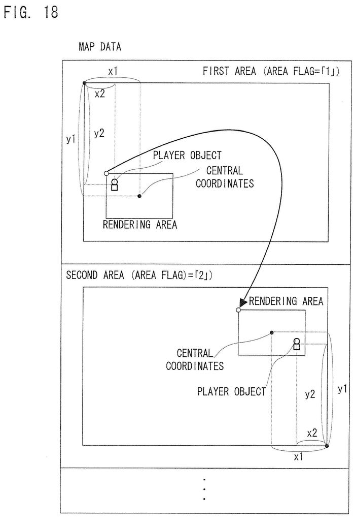 Figur fra patentet EP 1 854 520 B1 som illustrerer konseptet hvor overlapp av punkter skal iverksette spesifikke handlinger i spillet. <i>Foto: Foto</i>