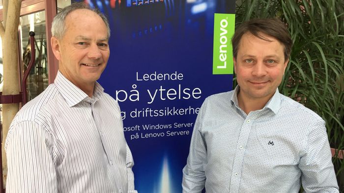 Morten Holsve Johansen og Espen Hjertø i Lenovo mener IT har bedre ting å ta seg til enn å pleie infrastruktur. <i>Bilde: Lenovo</i>