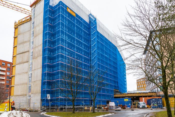 MB Stillas har levert stillasene til byggingen av den nye delen av Scandic Hotell på Helsfyr i Oslo.