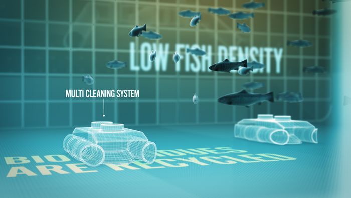 Roboter sørger for rene basseng og biomassen resirkuleres. <i>Foto: Andfjord Salmon</i>