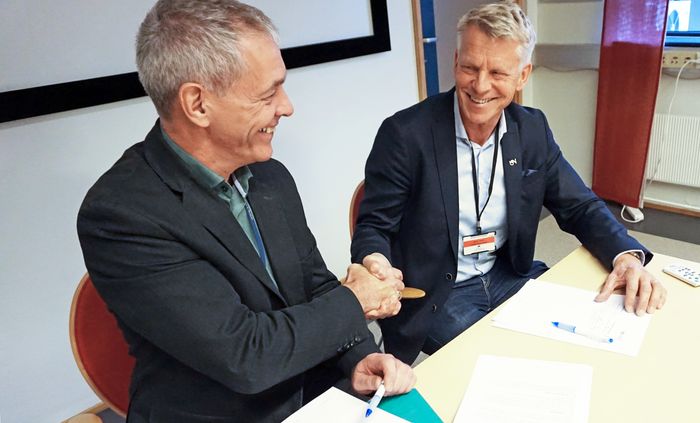  Vinnerlag: Sverre Gotaas, direktør Herøya Industripark AS og Nils Kristian Bogen, prorektor ved Universitetet i Sørøst-Norge (USN) vil bli et vinnerlag.