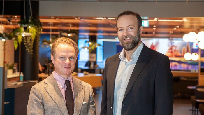 David Hansen, Enterprise Public Sector Sales Manager i Microsoft Norge, og Andre Stene Larsen, CEO i DNI. <i>Foto:  Kurt Lekanger</i>