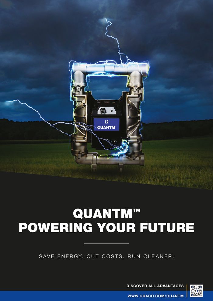 Graco har brukt over fem år og 150 millioner kroner på å utvikle den nye revolusjonerende elektriske membranpumpen QUANTM™.  <i>Illustrasjon:  Graco</i>