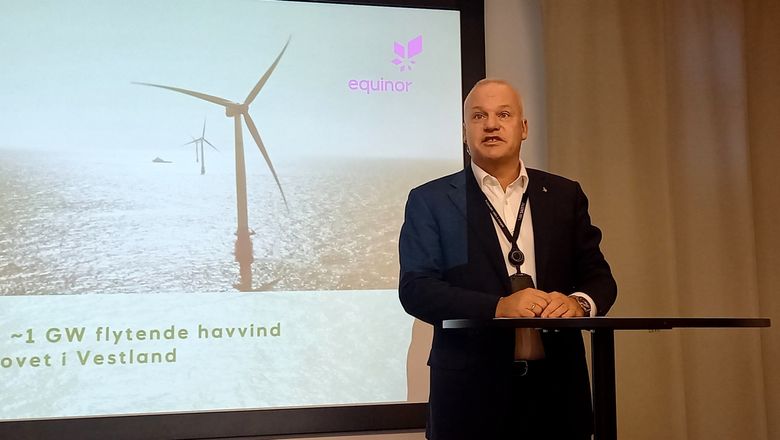 Equinor-sjef Anders Opedal legger frem selskapets ambisjoner for havvind utenfor Bergen. <i>Foto:  Erik Martiniussen</i>