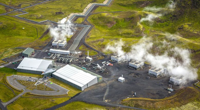 I ON Powers geotermiske forskningspark Tæknigarðar har ON Power og Carbfix har slått seg sammen for å være vertskap for Direct Air Capture-selskaper, slik som Removr. <i>Foto:  ON Power</i>