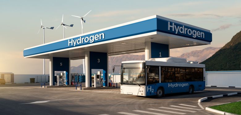 Hydrogen på tanken er utslippsfritt drivstoff. <i>Illustrasjon:  NTB/Shutterstock</i>