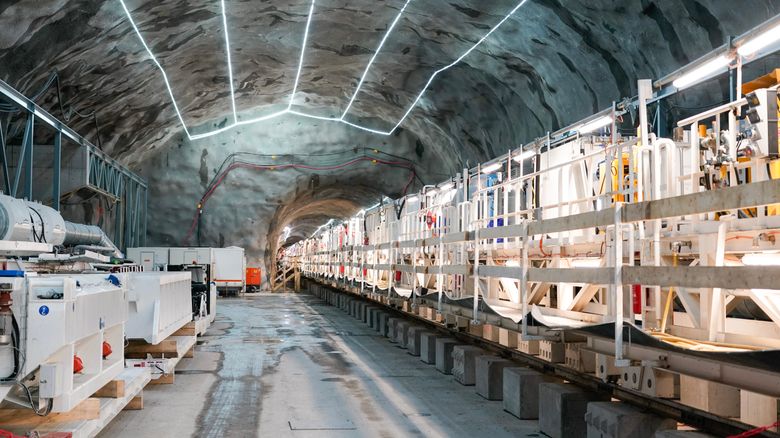 Tunnelboremaskinen Anne Brit skal bore vanntunnelen fra Huseby i retning Holsfjorden. <i>Foto:  NTB/Gorm Kallestad</i>
