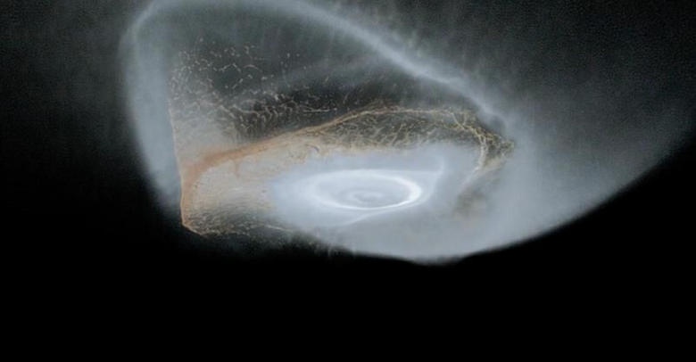 Bildet er fra simuleringen av hvordan ringene kan ha blitt dannet. <i>Foto:  Luis Alves Teodoro</i>