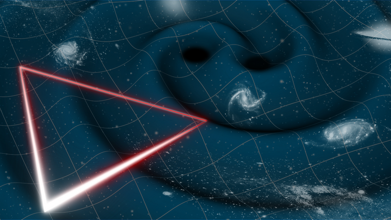 Lisa blir den første romferden som skal fange opp gravitasjonsbølger, bølger skapt av blant annet sorte hull. <i>Illustrasjon:  ESA</i>