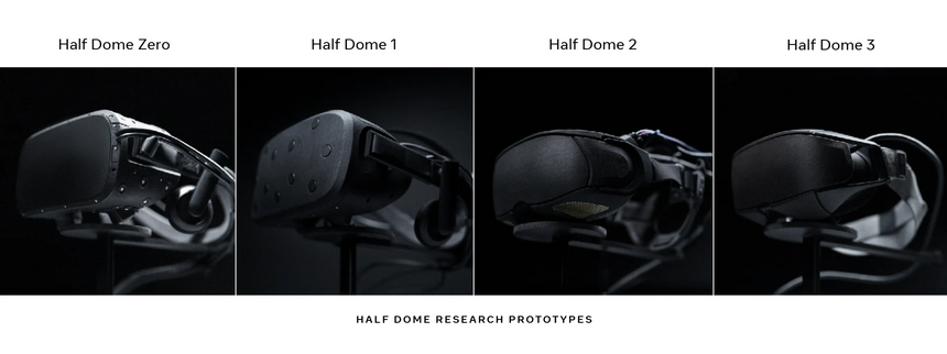 «Half Dome» er samlebetegnelsen på en serie testenheter innen VR som Meta utvikler. Foto: Meta/Reality Labs Research