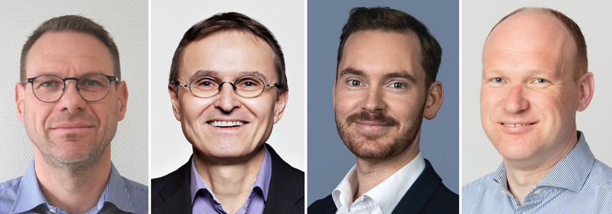 Christian von der Ohe  (t.v.), Egil Tjåland, Marius Menth Andersen og Jon Hellevang mener Norge må tørre å satse på havbunnsmineraler. Foto:  Privat