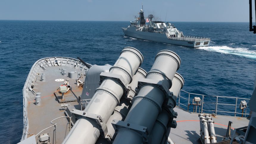 Harpoon-missilene på HMAS Arunta og sju andre fregatter i Anzac-klassen skal nå erstattes med NSM. Foto: Det australske forsvaret