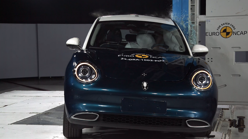 Ora Funky Cat kom best ut i klassen små familiebiler. Denne kinesiske bilmodellen er ikke i salg i Norge. Foto:  Euro NCAP