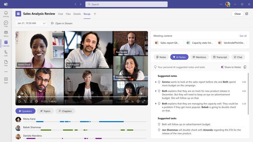 Språkmodellen lytter til møtet og foreslår notater. Illustrasjonsfoto: Microsoft