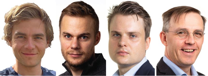 Artikkelforfatterne fra venstre: Tore Kanstad, Martin Hjelmeland, Jonas Kristiansen Nøland og Jan Emblemsvåg.