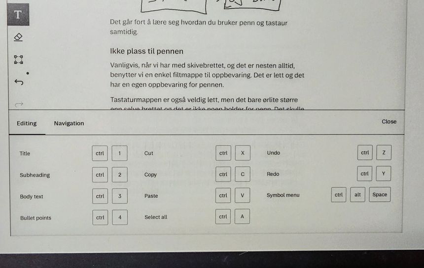 Snarveier: Det er ikke lett å huske alle snarveiene, men en oversikt kommer til syne ved å holde Ctrl-tasten nede i tre sekunder. Foto: Odd Richard Valmot