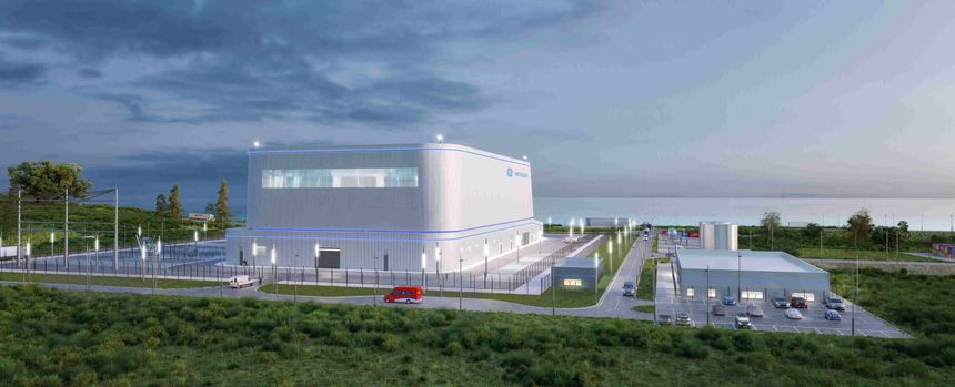 Flere aktører satser på små, modulære kjernekraftverk. Slik ser GE Hitachi for seg sin modell, BMRX-300 SMR. Illustrasjon:  GE Hitachi