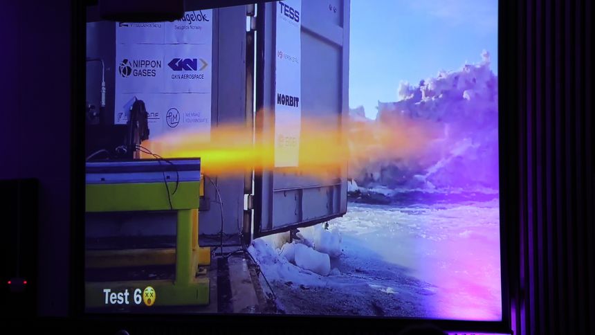 Den egenutviklede rakettmotoren er testet flere ganger under utvikling. Foto:  Lars Bugge Aarset