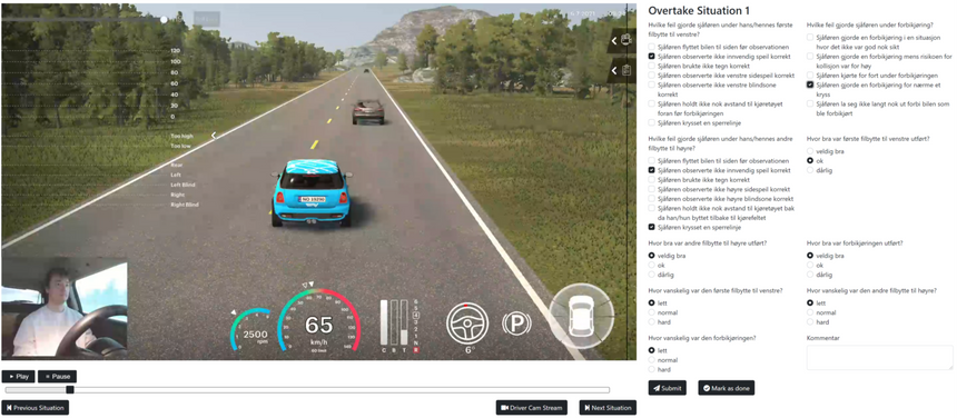 Slik kan evalueringen fra den digitale kjørelæreren se ut Illustrasjon:  Way AS
