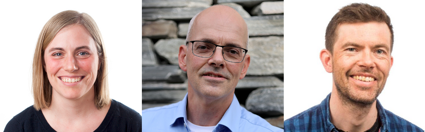 Camilla Sommerseth og Casper van der Eijk er seniorforskere i Sintef Industri, Johan Berg Pettersen er programrådsleder for energi- og bærekraftstudier ved Faktultet for ingeniørvitenskap vpåNTNU. Foto:  Sintef og NTNU