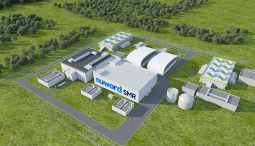 Slik ser Electricité de France for seg at et SMR-kraftverk kan se ut. Illustrasjon: Nuward / EDF