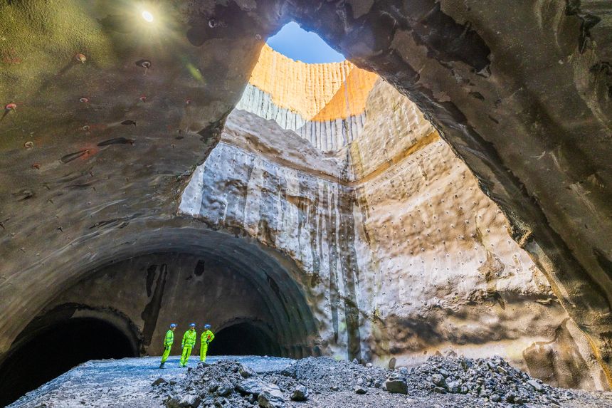 Dette er fra framtidige Skøyen stasjon, en del av Fornebubanen. Foto:  Arash A. Nejad