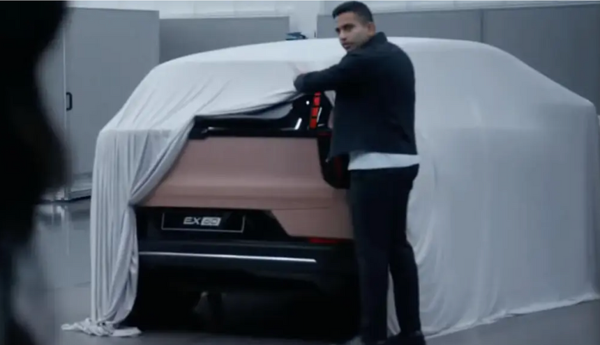 Slik vil Volvo EX60 se ut for bilister som ligger bak den i køen. Foto:  Volvo Cars