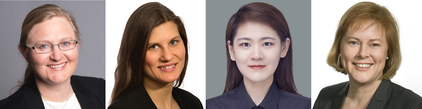 Mette Bjørndal (t.v.), Hanne Kauko, Chunzi Qu og Ingeborg Graabak har tre råd til politikerne. Foto:  Privat