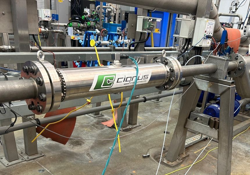 Slik ser røret med sensoren ut i laboratoriet hos Sintef. Den kan måle energitettheten i hydrogengass – molekyl for molekyl. Foto: Sintef